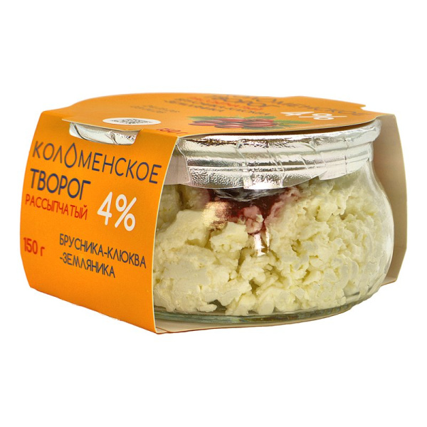Творог Коломенский рассыпчатый брусника-клюква-земляника 4,0% 150г