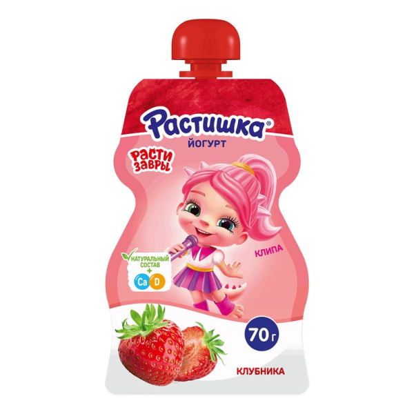 Йогурт Растишка клубника 2,6% 70г дой-пак