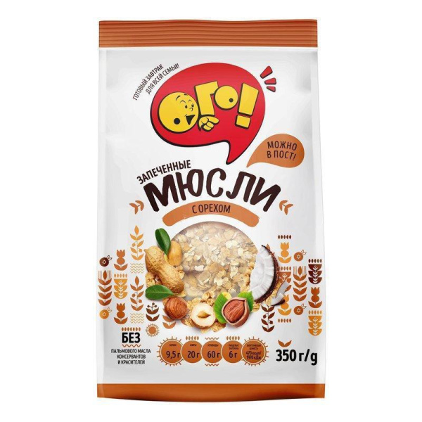 Мюсли Ого запеченные с орехом 350г