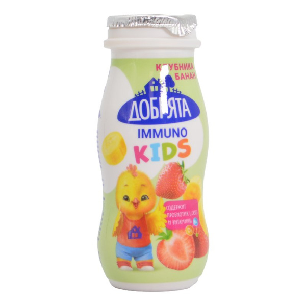 Продукт кисломолочный Добрята Иммунодринк клубника-банан 1,5% 90г
