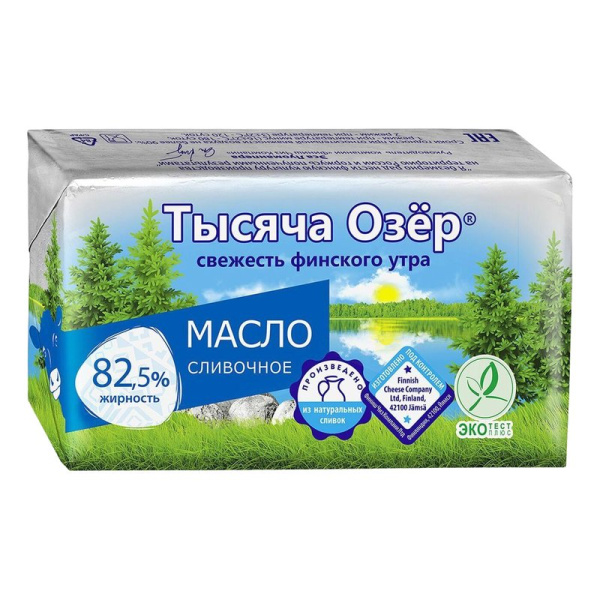 Масло Тысяча озер сладкосливочное 82,5% 350г