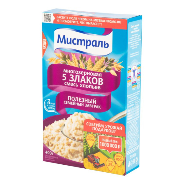 Хлопья Мистраль смесь 5 злаков 400г