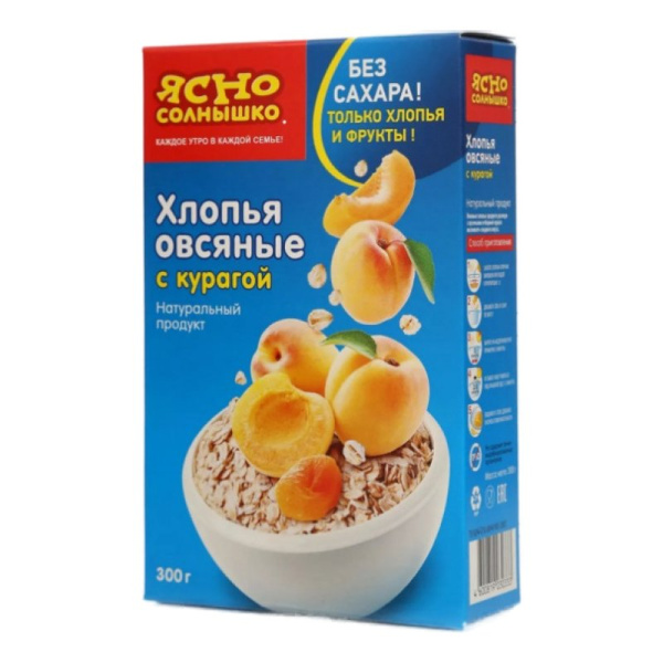 Хлопья Ясно солнышко овсяные с курагой 300г