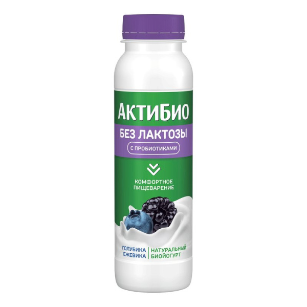 Биойогурт АктиБио голубика-ежевика без лактозы 1,5% 260г бут