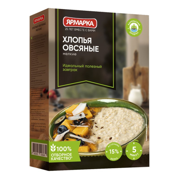 Хлопья Ярмарка овсяные мелкие №3 300г