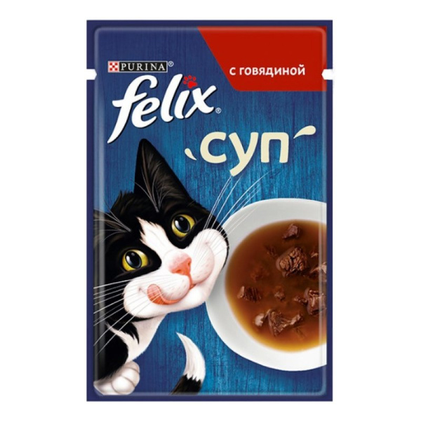 Корм для кошек Феликс суп с говядиной 48г