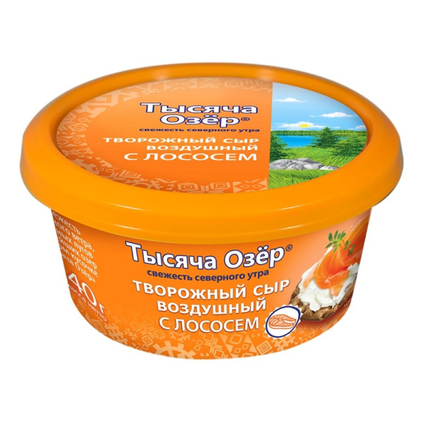 Сыр Тысяча озер Воздушный творожный с лососем 60% 140г