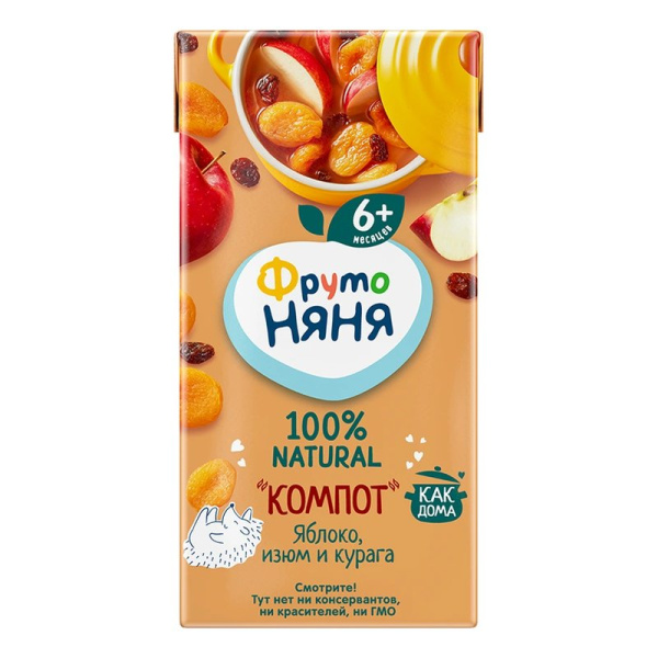 Компот Фруто-няня яблоко-изюм-курага 200мл
