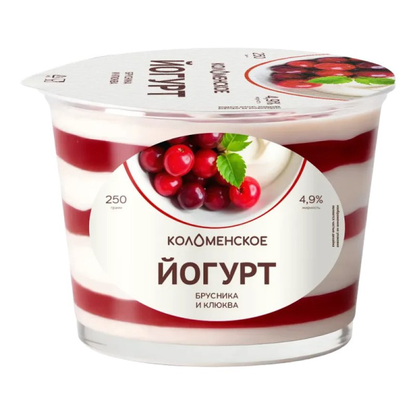 Йогурт Коломенский брусника-клюква 4,9% 250г