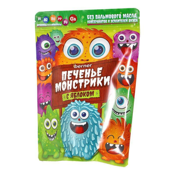 Печенье Бернер Монстрики с яблоком 100г