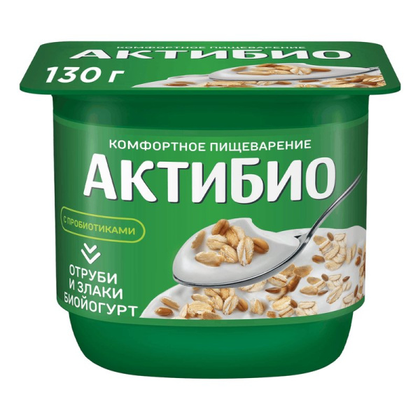 Биойогурт АктиБио отруби злаки 2,9% 130г