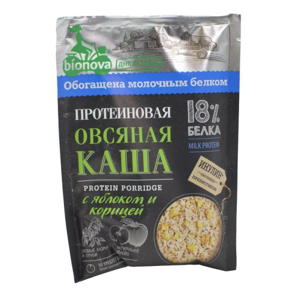 Каша Бионова протеиновая овсяная с яблоком и корицей 40г