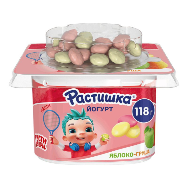 Йогурт Растишка с печеньем яблоко-груша 3% 118г