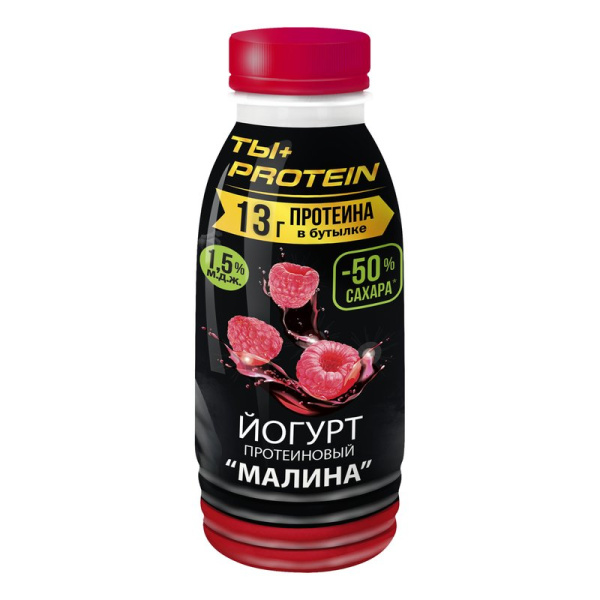 Йогурт Ты+ Протеин Малина протеиновый 1,5% 290г