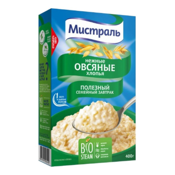 Хлопья Мистраль овсяные нежные экстра 400г