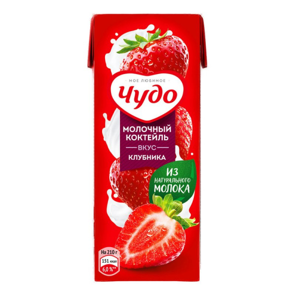 Коктейль Чудо клубника 2% 0,2л
