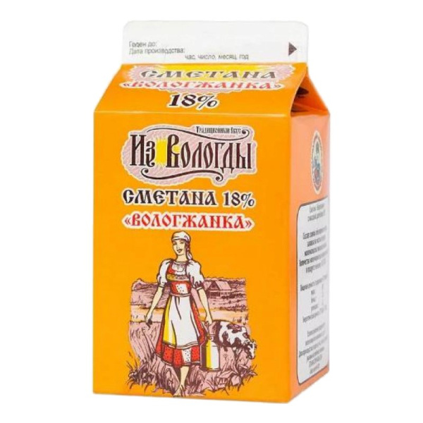 Сметана Вологжанка жир.18% 470г