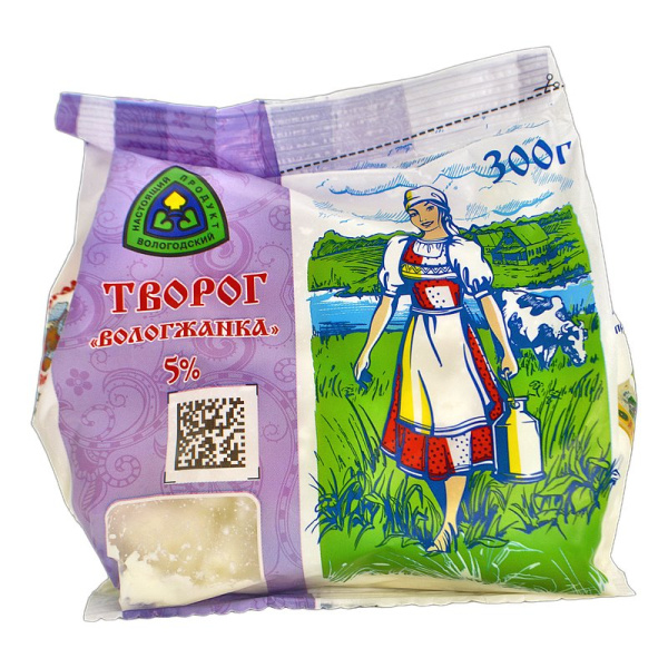 Творог Вологжанка 5% 300г пакет