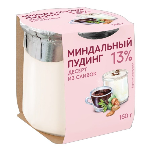 Десерт Коломенский из сливок Миндальный пудинг 13% 160г ст/б