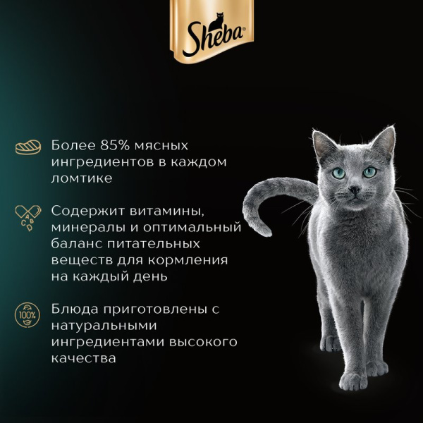 Корм для кошек Шеба для взрослых кошек форель/креветки ломтики в соусе 75г м/уп